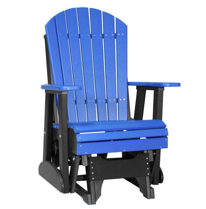 Blue and black wooden chair on a white background