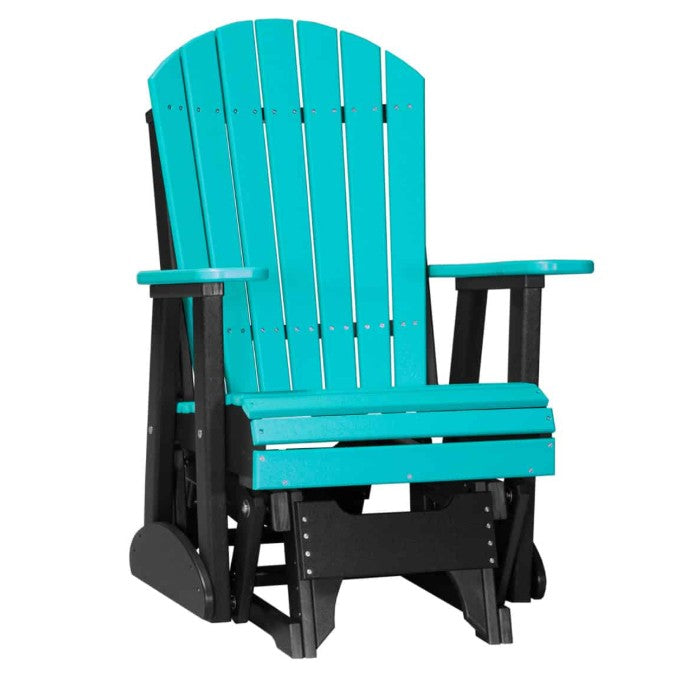 Turquoise and black Adirondack chair on a white background