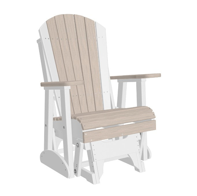 Wooden chair with white and beige design on a white background