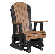 Adirondack chair with brown slats and black frame on a white background