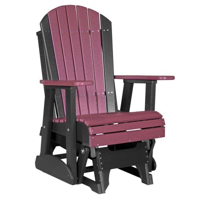 Cherry and black Adirondack chair on a white background