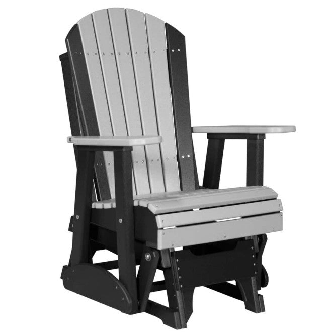 Gray and black Adirondack chair on a white background