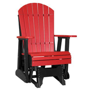 Red and black Adirondack chair on a white background