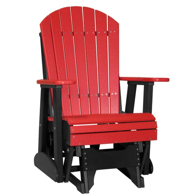 Red and black Adirondack chair on a white background
