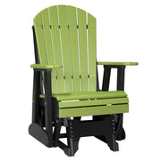 Green and black Adirondack chair on a white background