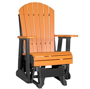 Two-toned orange and black Adirondack chair on a white background