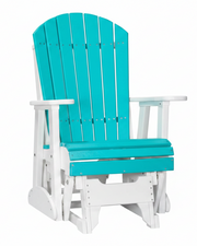 Turquoise and white wooden chair on a white background