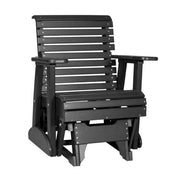 Black glider chair on white background
