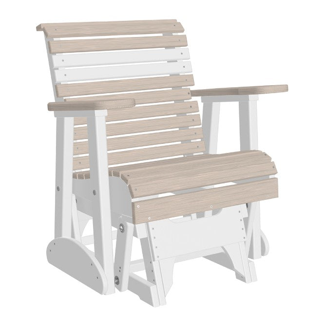birch and white glider chair on white background