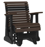 Brazilian walnut and black glider chair on white background
