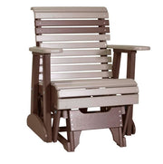 Wetherwood and chestnut brown glider chair on white background