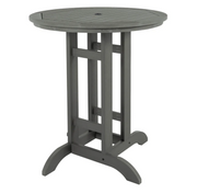 Sequoia coastal teak bar table on white background.  