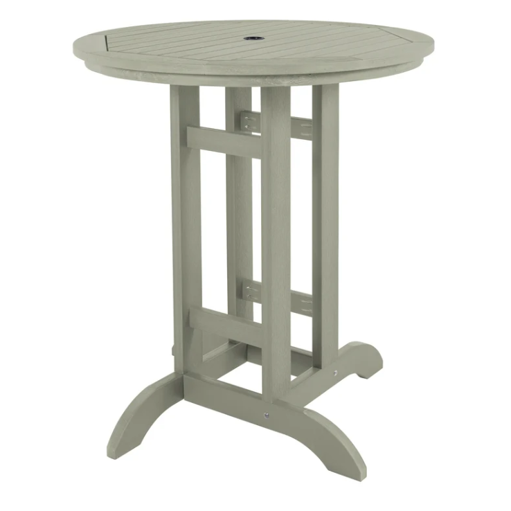 Sequoia eucalyptus bar table on a white background.  