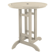 Sequoia whitewash bar table on white background.  