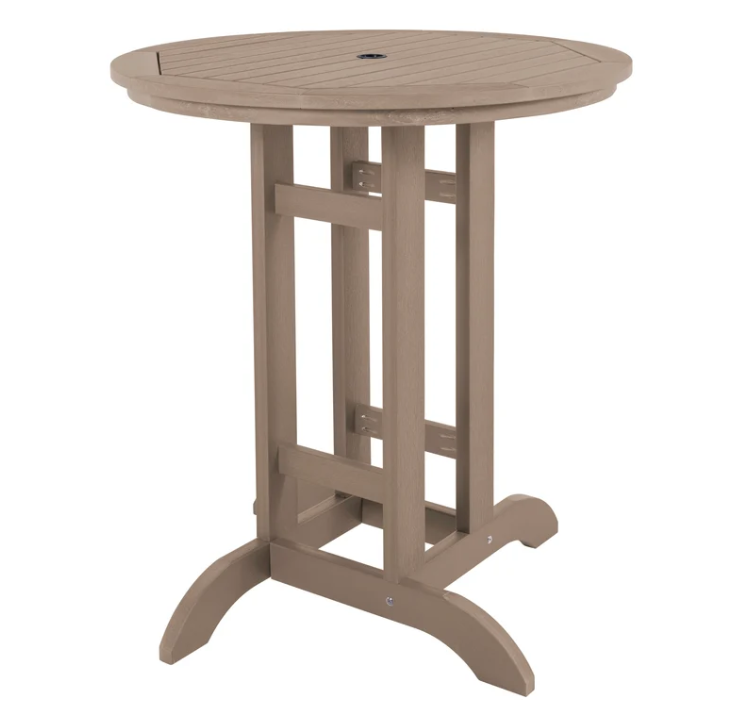 Sequoia woodland brown bar table on a white background.  