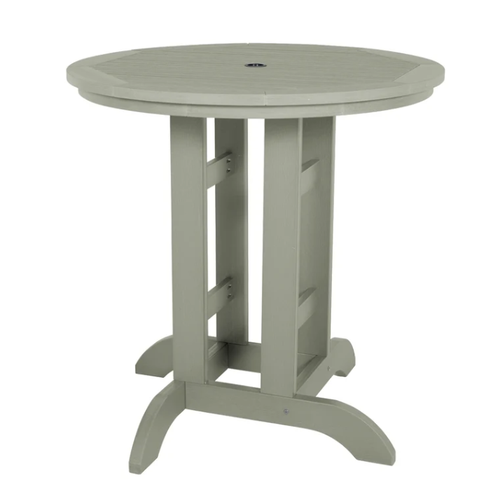 Sequoia eucalyptus counter height table on white background.  