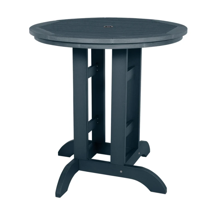 Sequoia federal blue counter height table on white background.  