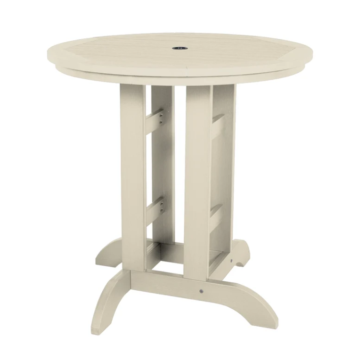 Sequoia whitewash counter height table on white background.  