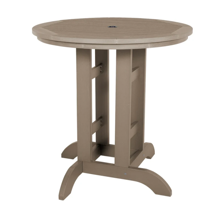 Sequoia woodland brown counter height table on white background.  