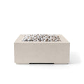 Alea 40-inch clay concrete firepit with ivory beach stone on a white background.