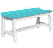 Turquoise table with white legs on a white background