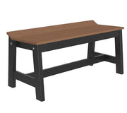 Brown bench with black legs on a white background