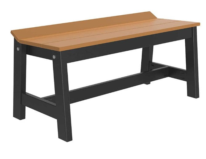 Brown bench with black frame on a white background
