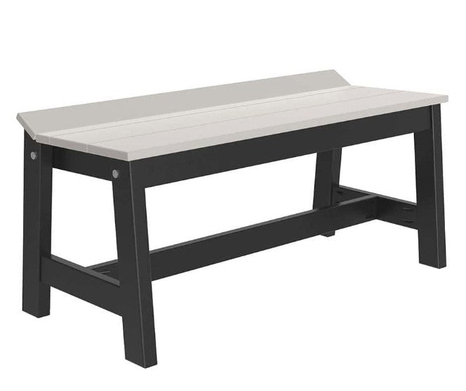 bench with a gray top and black base on a white background