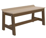 bench with a light brown top and dark brown base on a white background