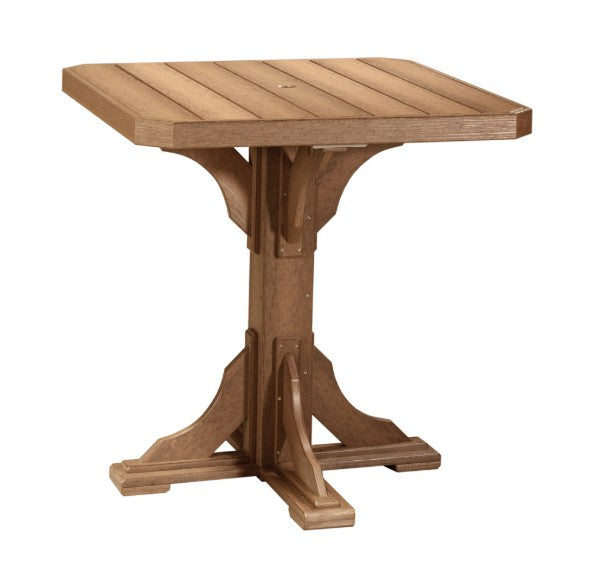 Brown table with a white background