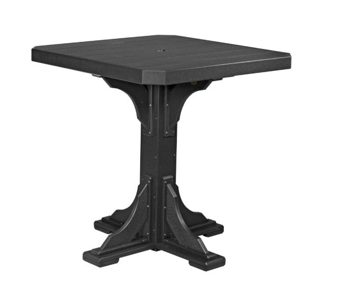 Black square table on a white background