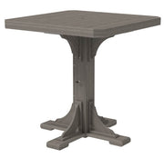 Gray table with a pedestal base on a white background