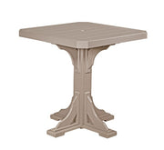 Square outdoor table with a beige finish on a white background