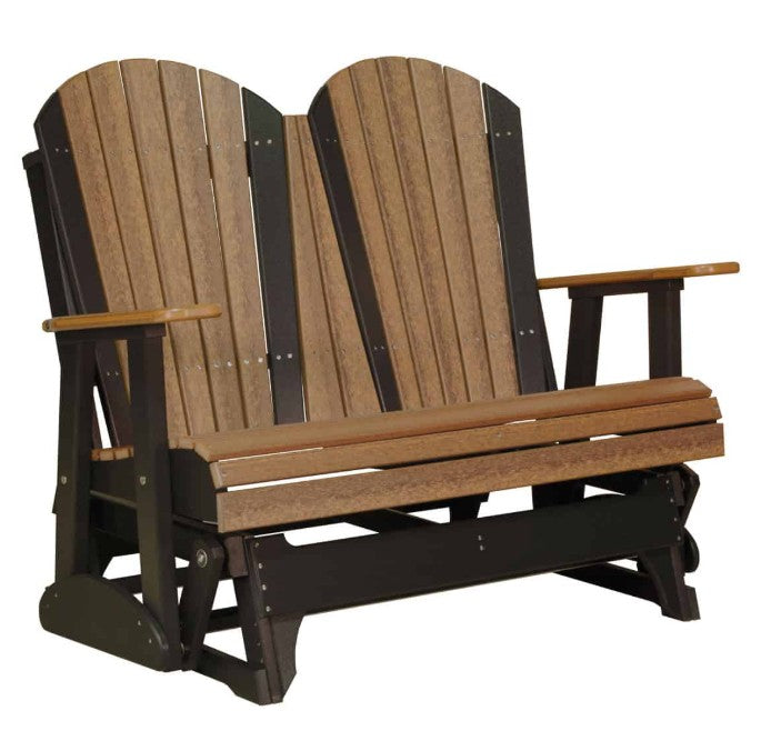 Brown and black Adirondack glider on a white background