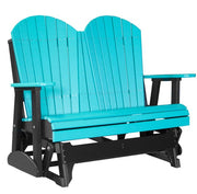 Turquoise and black Adirondack glider on a white background