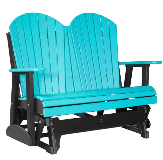 Turquoise and black Adirondack glider on a white background