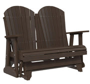 Brown Adirondack glider on a white background.