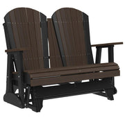Brown and black Adirondack glider on a white background