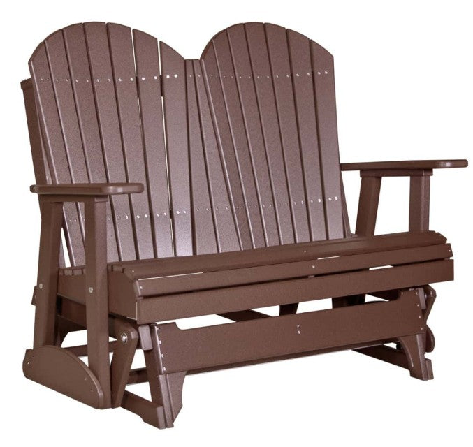 Brown Adirondack glider on a white background