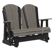 Adirondack-style glider chair with gray and black finish on a white background