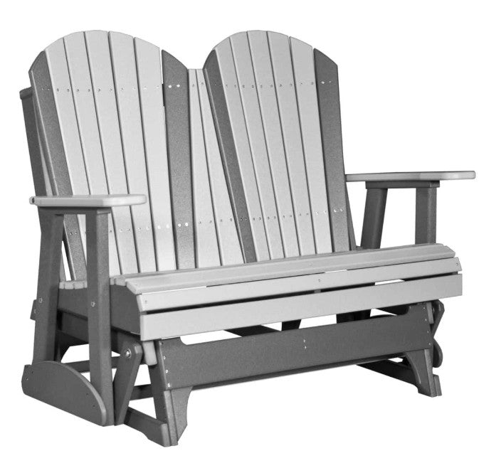 Gray and slate Adirondack glider on a white background