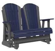 Blue and gray Adirondack glider on a white background