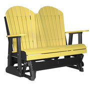 Yellow and black Adirondack glider on a white background