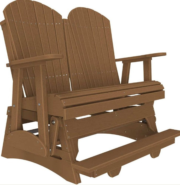 Brown Adirondack glider on a white background