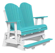 Turquoise and white Adirondack glider on a white background