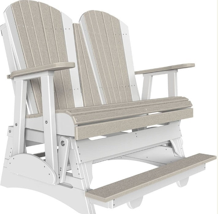 White and beige Adirondack gldier on a white background