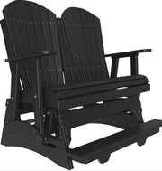 Black Adirondack-style double chair on a white background
