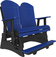 Blue and black Adirondack glider on a white background