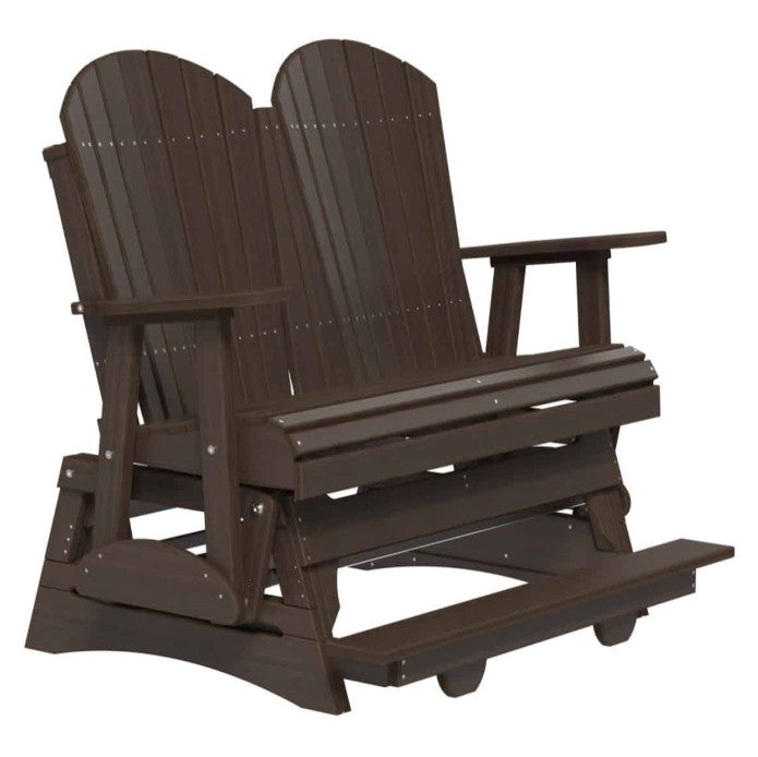 Brown Adirondack glider on a white background