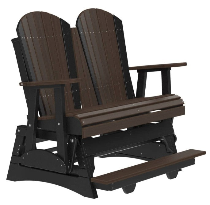 Brown and black Adirondack glider on a white background